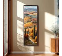XINBAO Rolling Hills Art Print,Tall Vertical Canvas, Impressionist Vineyard Landscape, Mediterranean Decor, Countryside Painting(30x90cm/Inner Frame)