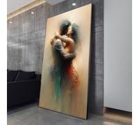 XINBAO Romantic Embrace Abstract Canvas, Couple in Love Wall Art, Impressionist Painting, Home Decor, Modern Relationship Art(21x30cm/Inner Frame)