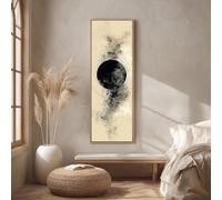 XINBAO Scribble Art, Vertical Black Circle Canvas, Tall Narrow Drawing, Sketch Line Decor, Minimalist Contemporary Wall Print(30x90cm/Frameless)