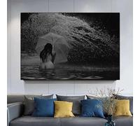 XINBAO Sexy Woman Canvas Prints, Sexy Umbrella Girl Silhouette Wall Art Painting, Woman Body Wall Decor, Canvas Art Pictures 40x60cm Frameless