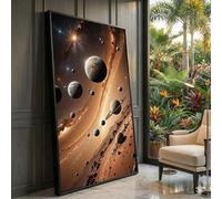 XINBAO Solar System Planets Canvas Wall Art,Space Galaxy Decor, Nebula Stars Wall Painting,Cosmic Universe Canvas,Illustration(50x90cm/Inner Frame)