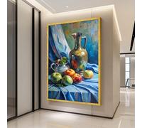 XINBAO Still Life with Metallic Pitcher, Classic Fruit Canvas Wall Art,Decor Kitchen Artwork,Traditional Ready To Hang Painting(40x60cm/Inner frame)