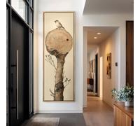 XINBAO Tall Narrow Bird Canvas Wall Art - Modern Abstract Slender Branch Canvas - Slim Nature Decor - Vertical Canvas Painting(70x210cm/Frameless)