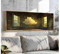 XINBAO The Cloud in the Old Room, Cloud Canvas Art, Horizontal Moody Wall, Panoramic Cloud Print, Large Art, Above Bed Decor 35x105cm Frameless