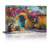 XINBAO Town Painting Mural Mediterranean Town Street Canvas Art Prints Landscape Posters For Living Room Bathroom Bedroom Murals 80x140cm Withframe