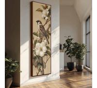 XINBAO Vertical Bird Canvas Wall Art - Tree Panel - Tall Narrow Modern Abstract Bird Painting - Bird Canvas Animals Art Work(45x135cm/Inner Frame)