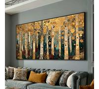 XINBAO Vintage Birch Trees Canvas, Gold Leaf Forest Wall Art, Abstract Nature Contemporary Home Decor, Ready to Hang Painting(50x100cm/Inner Frame)