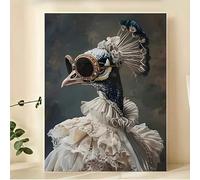 XINBAO Vintage Peacock Portrait Canvas Print, Animal Theme Wall Art, Renaissance Style Mural Decor, Unique Creative Painting(50x70cm/Inner frame)