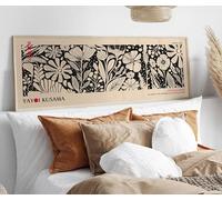 XINBAO Yayoi Kusama Inspired Floral Canvas Wall Art: Abstract Botanical Print.Narrow Horizontal Painting Bed Decor Pictures(65x195cm/Frameless)