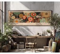 XINBAO Yayoi Kusama Inspired Panoramic Japandi Landscape Print: Large Canvas Wall Art.Narrow Horizontal Painting.Horizontal Bed(30x90cm/Inner Frame)
