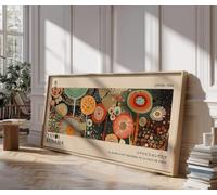 XINBAO Yayoi Kusama Inspired Poster: Japanese Exhibition Canvas Wall Art, Mid Century.Narrow Horizontal Horizontal Bed Pictures(30x60cm/Inner Frame)