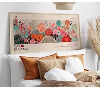 XINBAO Yayoi Kusama Print: Panoramic Geometric Japanese Canvas Wall Art.Horizontal Bed Decor Narrow Horizontal Painting Picture(75x150cm/Inner Frame)