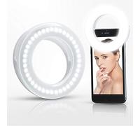 XINBAOHONG Selfie Ring Light Rechargeable Portable Clip-on Selfie Fill Light with 40 LED for Smart Phone Photography, Camera Video, Girl Makes up (White)