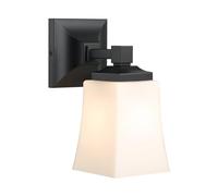 XiNBEi Black Wall Light, Vintage Industrial Sconce Wall Light Fitting with White Glass Indoor Bathroom Lighting for Bedroom Hallway Kitchen Living Room Loft Bar NL-W240-MB