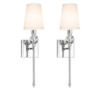 XiNBEi Lighting Wall Lights Set of 2 Modern Chrome Sconce Fabric Shade