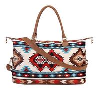 xinblueCo Aztec Cow Print Weekender Bag - Western Overnight Duffle for Hospital, Maternity