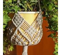 XINBOR Hanging Planter with Patterns,2Packs Macrame Plant Hangers Indoor Macrame for up to 8 inch Pot Crochet Boho Plant Hanger Holder for Indoor Outdoor with 2S Shaped Stainless Steel Hooks (Gray)
