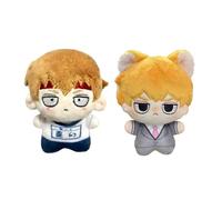 Xinchangda 2PCS Kageyama Shigeo/Mob Plush Charm Anime Reigen Arataka Stuffed Figure Keychain Cute Key Bag Pendant Sofa Bedroom Pillow Car Decoration