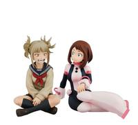 Xinchangda 2pcs Toga Himiko and Uraraka Ochako Figure 10cm Anime Action Figures MHA Statue Sitting Pose PVC Figurine Desktop Decoration Collections