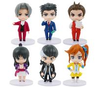 Xinchangda 6pcs/Set Phoenix Wright Figure Miles Edgeworth Action Figure 10cm Maya Fey Cute Anime Figurine Collections Desktop Decoration Ornaments