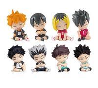 Xinchangda 8pcs Tobio Kageyama Shoyo Hinata Figures 6cm Sitting Pose Sleeping Haikyuu Action Figures Kuroo Tetsurou Anime Statue Desktop Collection