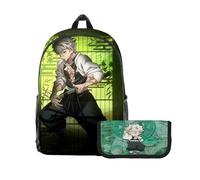 Xinchangda Anime Shinazugawa Sanemi/Iguro Obanai/Tomioka Giyuu Backpack and Pencil Case Set 3D Printed Anime Backpack Laptop Bag School Bag for Girls Boys Gift