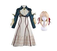 Xinchangda Anime Violet Evergarden Cosplay Costume White Dress Violet Evergarden Cosplay Uniform Set With Wig for Women Halloween Christmas Carnival Theme Dress Up