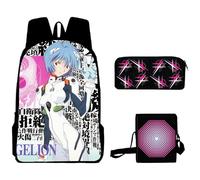Xinchangda Asuka Langley Soryu School Backpack 3pcs Set Anime Ayanami Rei Backpack Ikari Shinji Cute Students Schoolbag Lightweight Backpack