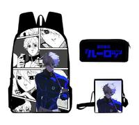 Xinchangda Blue Lock Backpack 3pcs Set, Anime Isagi Yoichi/Seishiro Nagi/Reo Mikage School Backpacks Anime Students Schoolbag +Pencil Case +Shoulder Bag
