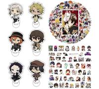 Xinchangda Bungo Stray Dogs Anime Acrylic Stand and Anime Stickers Nakajima Atsushi/Nakahara Chuuya/Dazai Osamu Anime Character Acrylic Desktop Stand Desk Display Stand Gift