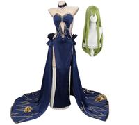 Xinchangda CC Cosplay Costume CC Dress, Black or Blue Long Trailing High Split Tube Top Evening Dress Woman Anime Cosplay Outfit Halloween Christmas Carnival Party Role Play Cloth