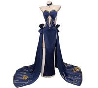 Xinchangda CC Cosplay Costume CC Dress, Black or Blue Long Trailing High Split Tube Top Evening Dress Woman Anime Cosplay Outfit Halloween Christmas Carnival Party Role Play Cloth