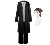 Xinchangda Eren Jaeger Cosplay Costume Anime Cosplay Outfits Survey Corps Uniform of Black Long Trench Coat Jacket Hooded Pants Halloween Party Carnival Costume Set