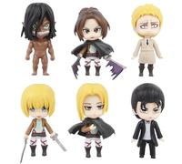 Xinchangda Eren Jaeger Figures 6PCS Armin Arlert/Reiner Braun Anime Figure PVC Anime Action Figurine for Fans 10CM