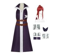 Xinchangda Erza·Scarlet Cosplay Costume Gray Fullbuster Cosplay Outfit, Purple Women Dress with Belt Anime Role Play Dress Up Suit Full Set for Halloween Carnival Party