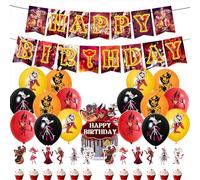 Xinchangda Hazbin Hotel Anime Birthday Party Decorations Alastor/Angel Dust/Charlie Morningstar Birthday Banner Cake Toppers Balloons Anime Party Decoration