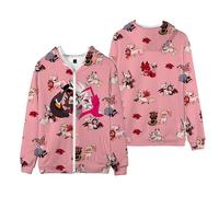 Xinchangda Hazbin Hotel Anime Hoodie Alastor/Angel Dust/Charlie Morningstar/Vaggie Zip Cardigan Hooded Sweatshirt for Kids Long Sleeve Hoodies
