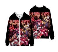 Xinchangda Hazbin Hotel Anime Hoodie Alastor/Angel Dust/Charlie Morningstar/Vaggie Zip Cardigan Hooded Sweatshirt for Kids Long Sleeve Hoodies