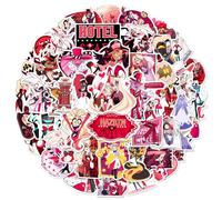 Xinchangda Hazbin Hotel Stickers 56pcs Angel Dust/Alastor/Lucifer Morningstar Anime Stickers Anime Character Waterproof Stickers for Laptop, Skateboard, Guitar, Luggage