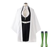 Xinchangda Kanroji Mitsuri Cosplay Costume Japan Mitsuri Kimono Robe Suit with Cloak Coat Halloween Outfit Uniform Costume Anime Role Play for Women