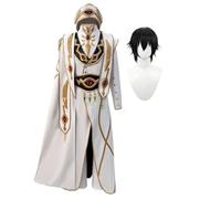 Xinchangda Lelouch Lamperouge Cosplay Costume Lulu Cosplay Outfits, White Gold Robe Uniform Suits With Shawl Cape Full Sets Anime Cosplays Outfit Halloween Christmas Carnival Party Role Play Cloth
