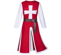Xinchangda Men's Renaissance Halloween Costume Renaissance Robe Medieval Crusader Robe with Belt or Priest Missionary Robe with Red Cape for Stage Performance Halloween Carnival Party