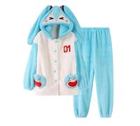 Xinchangda Miku Anime Pyjamas Coral Velvet Thickened Hooded Homewear Pyjamas Miku Halloween Anime Cospaly