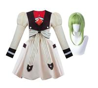 Xinchangda Nanamine Cosplay Costume Yugi Amane Cosplay Outfit White Brown Women Sailor Dress with Puffed Sleeves Role Play Full Set, Anime Cosplays Outfit Halloween Carnival Party Dress Up Suit