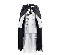 Xinchangda Ouma Kokichi Cosplay Costume Anime Character Cosplay White Top and Pants with Black Cloak Outfit Halloween Carnival Uniform Suit for Men Boys