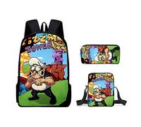 Xinchangda Pizza Tower School Bag Pizza Tower Cartoon Anime Backpack, Pencil Bag Backpack Three-Piece Student Set