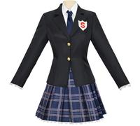 Xinchangda Stocking Cosplay Costume Panty Cosplay Outfits College JK Uniform Skirt Full Set, Black Woman Dress Anime Cosplays Outfit Halloween Christmas Carnival Party Role Play Clothes Gift for Fan
