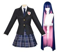Xinchangda Stocking Cosplay Costume Panty Cosplay Outfits College JK Uniform Skirt Full Set, Black Woman Dress Anime Cosplays Outfit Halloween Christmas Carnival Party Role Play Clothes Gift for Fan