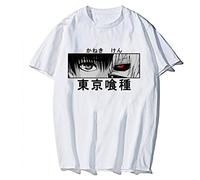 Xinchangda Tokyo Ghoul Kaneki Ken T Shirt Unisex Anime Print Casual T-Shirt Summer Fashion Hip Hop Loose Short Sleeved Round Neck Top Shirts White
