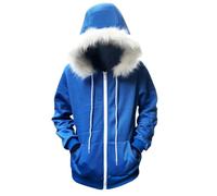 Xinchangda Undertale Sans Hoodie Cosplay Kostüm, Sans blaue Kapuze und Schädel Gesicht Kopfbedeckung Set Jacke Mantel Sweatshirt Outfit für Halloween Kostüm Dress Up